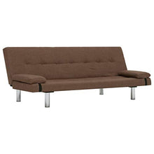 Festnight- Divano Letto in Similpelle con 2 Cuscini, Marrone
