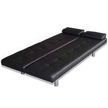 AYNEFY- Divano Angolare Moderno a 3 Posti Nero, Divano Letto con Due Cuscini Struttura in Legno Similpelle Regolabile Nero - Arredi Casa