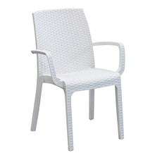 MilaniHome Set Tavolo da Giardino Rettangolare Fisso Cm 150 X 90 con 4 Sedie E 2 Poltrone in Wicker Stampato Bianco da Esterno