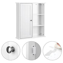 VASAGLE Mobile da Bagno da Parete, Mobile da Muro, Organizzatore Appeso, Armadietto Porta Medicinali, con un'Anta, 5 Scomparti, Ripiano Regolabile in Altezza, 60 x 18 x 71 cm, Bianco BBC20WT