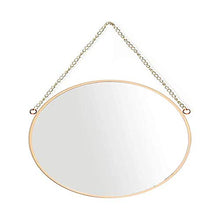 Specchio Appeso, 25 x 25 cm Rotondo Specchio per Il Trucco del Bagno Cornice in Ottone con Catena sospesa [Dimensioni ridotte]