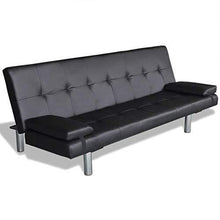 AYNEFY- Divano Angolare Moderno a 3 Posti Nero, Divano Letto con Due Cuscini Struttura in Legno Similpelle Regolabile Nero - Arredi Casa