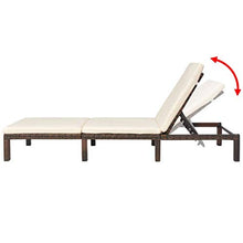 Tidyard Lettini da Giardino, Lettino Prendisole Regolabile con Cuscino in Polirattan Marrone