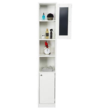 Mobiletto da bagno a colonna con specchio, Mobiletto a colonna per bagno indipendente Cassettone bianco, 28,8 x 29,8 x 179,5 cm