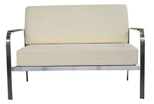 Jet-line Divano da giardino in acciaio inox di alta qualità, divano a 2 posti, beige, terrazza, balcone