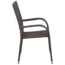 Tidyard Set di Sedie da Pranzo da Esterno, 2 pz Sedia da Giardino Impilabili in Polyrattan Marrone
