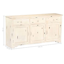 vidaXL Credenza Massiccia con 3 Vani Chiusi 3 Cassetti Stile Anticato Resistente Robusta Buffet Madia Mobile da Cucina Bianca Legno Massello di Mango