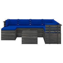 FAMIROSA Set Divani da Giardino su Pallet 8 pz con Cuscini Massello Pino-2053
