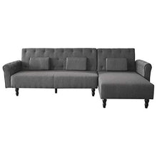 Divano chaise longue Chester 267cm, convertibile in letto, reversibile, grigio.