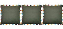 Vineyard Green Cushion Cover with Colorful Tassels (3 PCS 18 x 18ââ¬)
