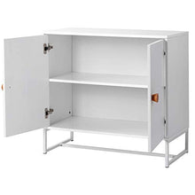 H-CAR Comodino con 2 Ante Contenitore Organizer con 2 Ripiani Comodino con cassettiera Comodino con Struttura in Metallo e Legno MDF