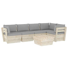 FAMIROSA Set Divani da Giardino su Pallet 6 pz con Cuscini Legno Abete-3565