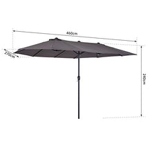 Outsunny Ombrellone Parasole da Giardino Esterno Tessuto Poliestere 4.6 x 2.4m Grigio