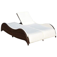 vidaXL Lettino in Polirattan Sdraio Doppio con Parasole Marrone Giardino Patio
