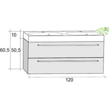 Kit Mobile lavabo RIHO & SLIMLINE SET 77 in legno lamellato, 120 x 38 a 60,5 cm