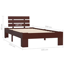 BIGTO - Struttura per letto in legno di pino massiccio, per camera da letto, stile C, 100 x 200 cm, colore: Marrone scuro