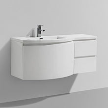 Mobile da bagno LAURANCE 1200, bianco lucido - armadietto e specchio a scelta, Specchio:Senza specchio, Versione:Lavabo a sinistra
