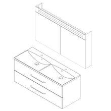 FACKELMANN B.Clever - Set di mobili da bagno, 2 pezzi, 120 cm, con lavabo in marmo e armadietto a specchio a LED