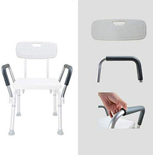DZX Panca da Doccia, Sgabello da Bagno con braccioli e Schienale, Supporto per la Mobilità del Bagno con Struttura in Alluminio per Anziani /, Altezza Regolabile, Bianco, Sedile per Doccia