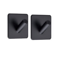 Ganci Adesivi in Acciaio Inox 304 Ganci Appendiabiti Gancio Portasciugamani Autoadesivo Bagno Cucina Nero (2 Pezzi, Piazza)