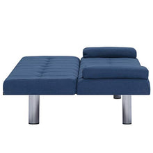 Tidyard Divano Letto con 2 Cuscini in Legno e Similpelle | Blu