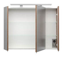 Set di mobili da bagno Malema in bianco-noce con frontale arrotondato 5 pz.