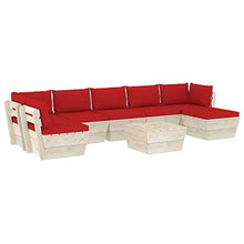SKM Set Divani da Giardino su Pallet 8 pz con Cuscini Legno Abete (148.6kg) Rosso-3618