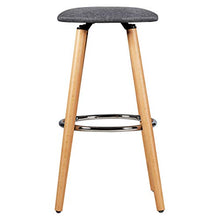 COSTWAY Set da 2 Sgabelli da Bar Alti Rotondi, Sedia per Cucina con Poggiapiedi, Gambe in Legno, Grigio