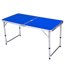 AJIU Tavolo da Campeggio Pieghevole 4FT in Alluminio Portatile Regolabile in Altezza con Tavolo da Picnic con Foro per Ombrellone per Picnic, Spiaggia, Esterno, Interno, Barbecue,Blu