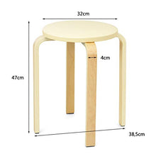COSTWAY Set di 4 Sgabelli Impilabi, Sedia Rotonda per Cucina Bar, Legno