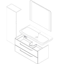 FACKELMANN - Set da 4 mobili da bagno Milano, da appendere, in ceramica, 100 cm e specchio da bagno a LED