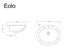 Lavandino Lavabo da Incasso Design Eolo in Ceramica Bianco 57x48xH19 cm