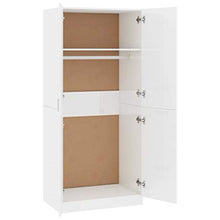 Ausla Armadio guardaroba con 2 ante, 80 x 52 x 180 cm, in truciolato, armadio per camera da letto, colore: bianco lucido