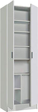 Armadio a 2 ante con ripiani, in legno, bianco, 58,5 cm di larghezza e 180 cm di altezza.