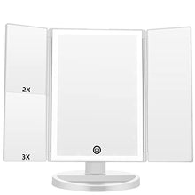 FASCINATE Specchio Trucco, Specchio Illuminato con Touch Screen e Ingranditore 1X 2X 3X Specchio Cosmetico 36 LED Luci e Cavo USB Tri-Fold Rotazione 180° Specchio Ingrandente 10x Gratuito per Viaggio
