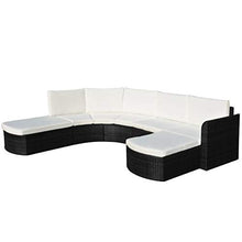 SKM Set Divani da Giardino 4 pz con Cuscini in Polyrattan Nero (51.8kg)