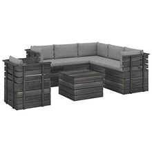 FAMIROSA Set Divani da Giardino su Pallet 7 pz con Cuscini Massello Pino-1912