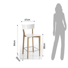 Wink Design Kyra Wood Sgabello, Legno, Bianco Opaco, 94x47x50 cm