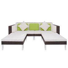 FAMIROSA Set Divani da Giardino 4 pz con Cuscini in Polyrattan Marrone-2943