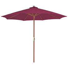 Tidyard Ombrellone da Giardino, Struttura in Legno Duroo, Rosso bordò, Diametro: 3 m, Resistente Antivento