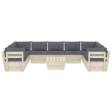 SKM Set Divani da Giardino su Pallet 10 pz con Cuscini Legno Abete (197.9kg) Antracite