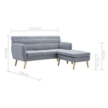 Tidyard Divano Angolare 3 Posti, Chaise Longue Removibile, 171,5x138x81,5 cm Grigio Chiaro