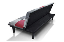 SAMIRA Divano Letto clic clac in Tessuto Grigio Scuro - Rosso - Grigio Chiaro - Divanetto MOD. Russell