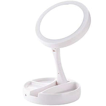 FLLXSMFC Specchio d'ingrandimento con luce pieghevole illuminato ricaricabile specchio da trucco specchio da scrivania