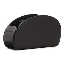 Londo Porta Telecomandi con 5 scomparti - Per contenere telecomandi di TV, stereo, decoder, DVD, Blu-Ray - in Ecopelle con fodera interna in suede. Adatto per salotto o camera da letto, nero