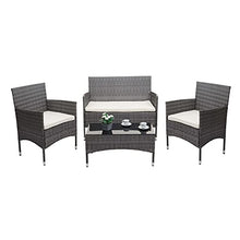 Mendler Salottino da Esterno Giardino HWC-F55 polyrattan Grigio con Cuscini Avorio