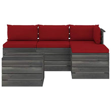 FAMIROSA Set Divani da Giardino su Pallet 5 pz con Cuscini Massello Pino-1800
