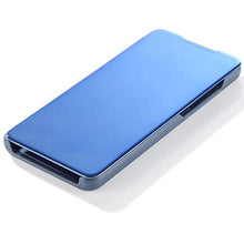 Saceebe Compatibile con Huawei P30 Custodia pelle Cover a libro Specchio Mirror effect Electroplating Plating Portafoglio Flip Case Custodia in pelle Anteriore e posteriore Bumper Cover,blu