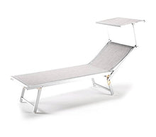 Mediawave Store Lettino Grigio Prendisole Alluminio con Parasole Luxurious Beach 180X60X40 cm