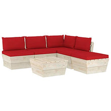 SKM Set Divani da Giardino su Pallet 6 pz con Cuscini Legno Abete (107.2kg) Rosso-3546